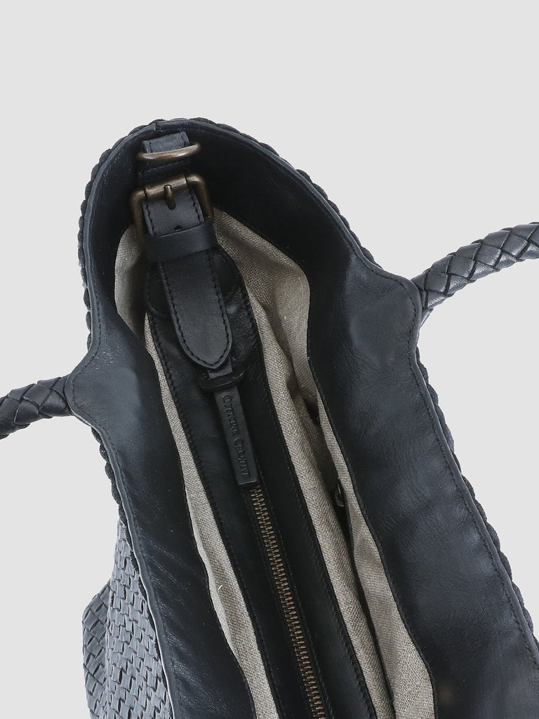OC CLASS 35 Woven Nero - Black Leather Tote Bag Officine Creative - 6