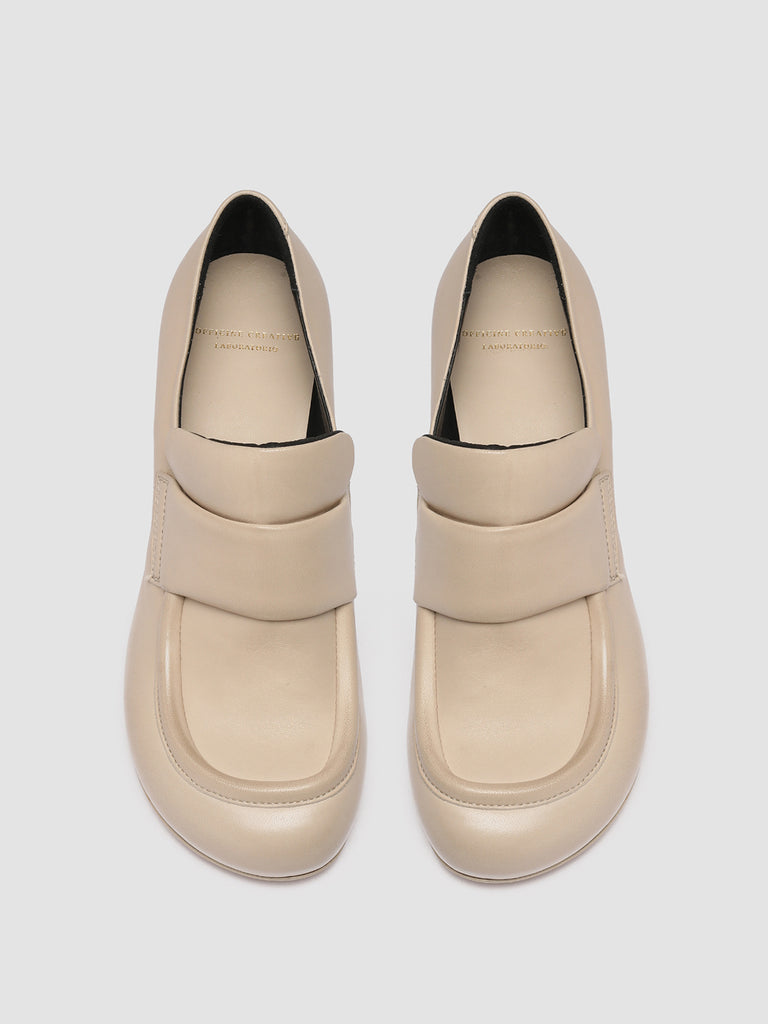 ETHEL 001 Nebbia - White Leather Penny Loafers