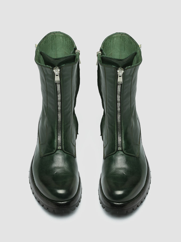 LORAINE 015 - Green Leather Zip Boots