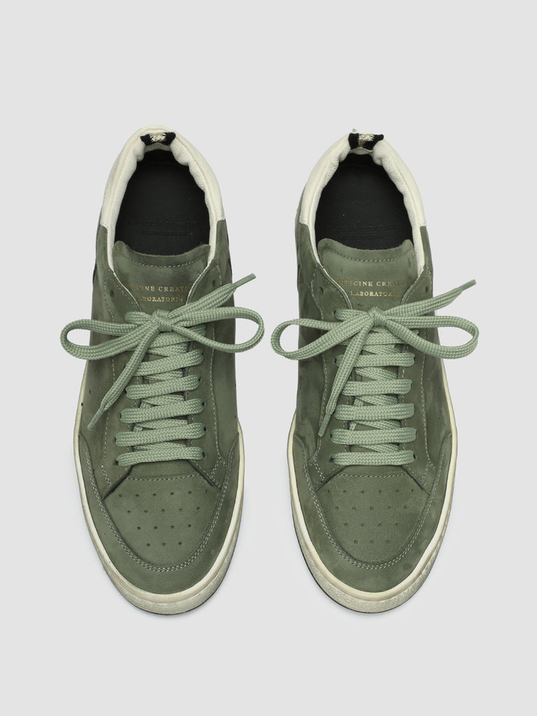 MAGIC 102 Army/Tofu - Green Suede and Leather Low Top Sneakers