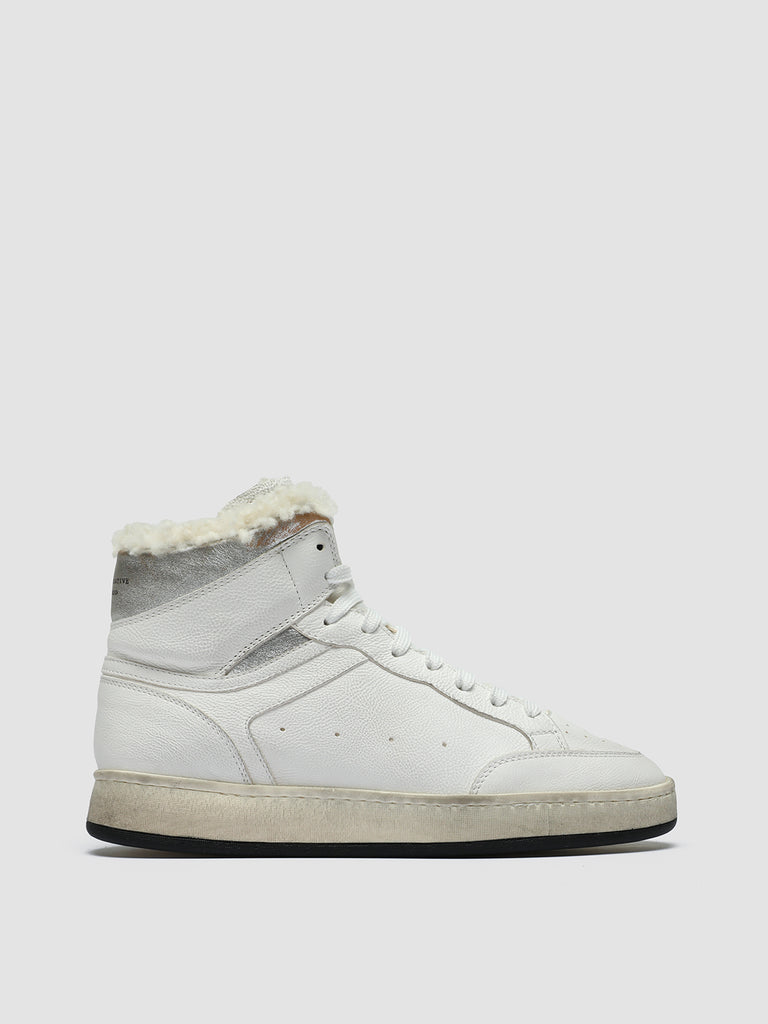 MAGIC 107 Opt. White/ Argento - White Leather High Top Sneakers