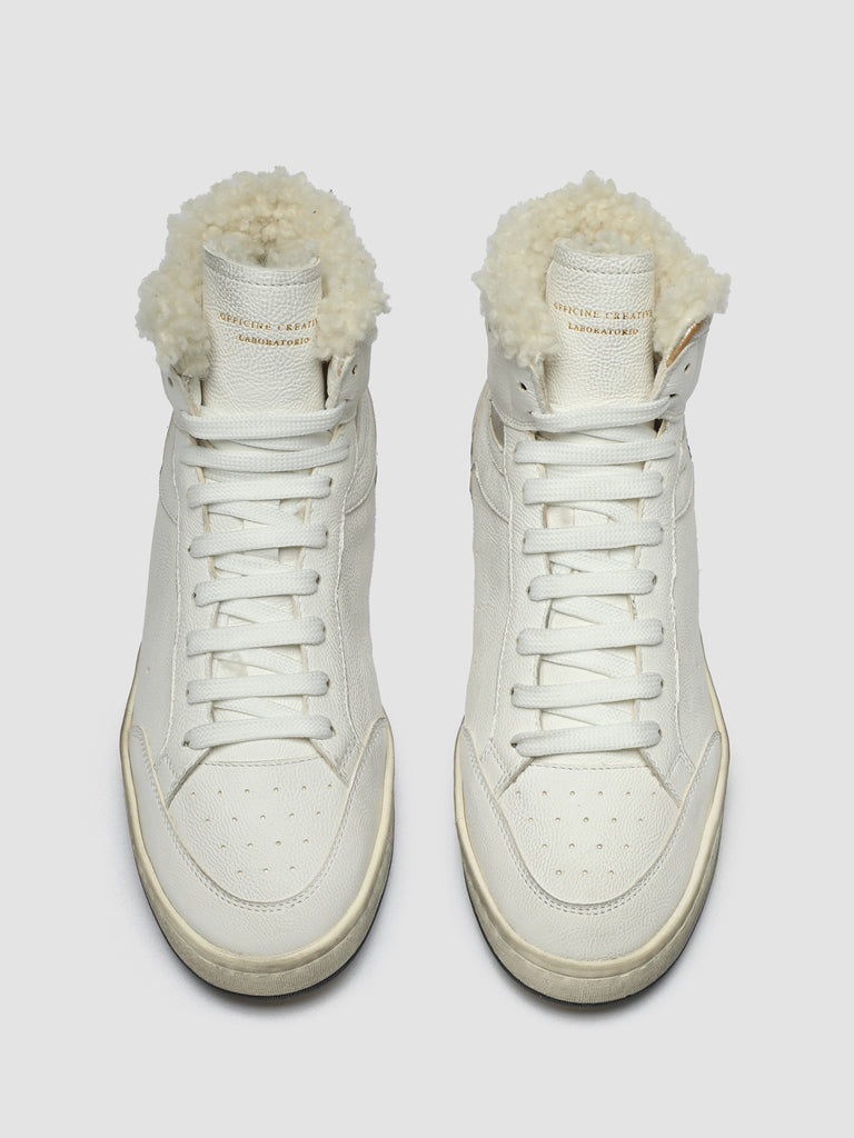 MAGIC 107 Opt. White/ Argento - White Leather High Top Sneakers