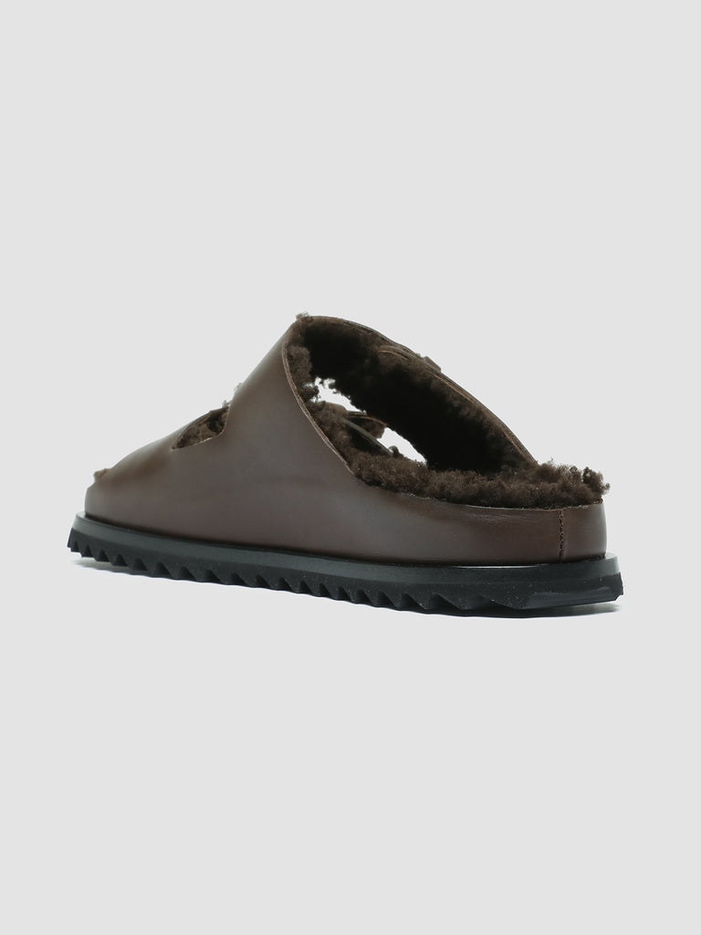 PELAGIE D'HIVER 012 Moro - Brown Leather Slide Sandals Women Officine Creative - 4