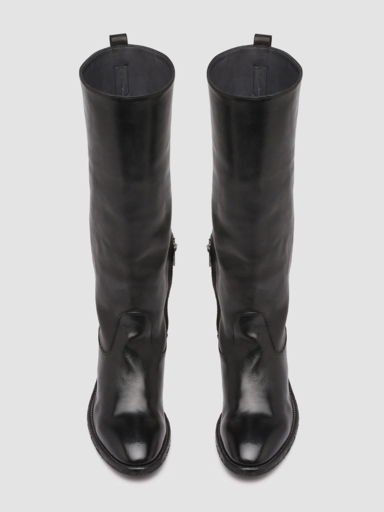 SELINE 013 Nero - Black Zipped Leather Boots