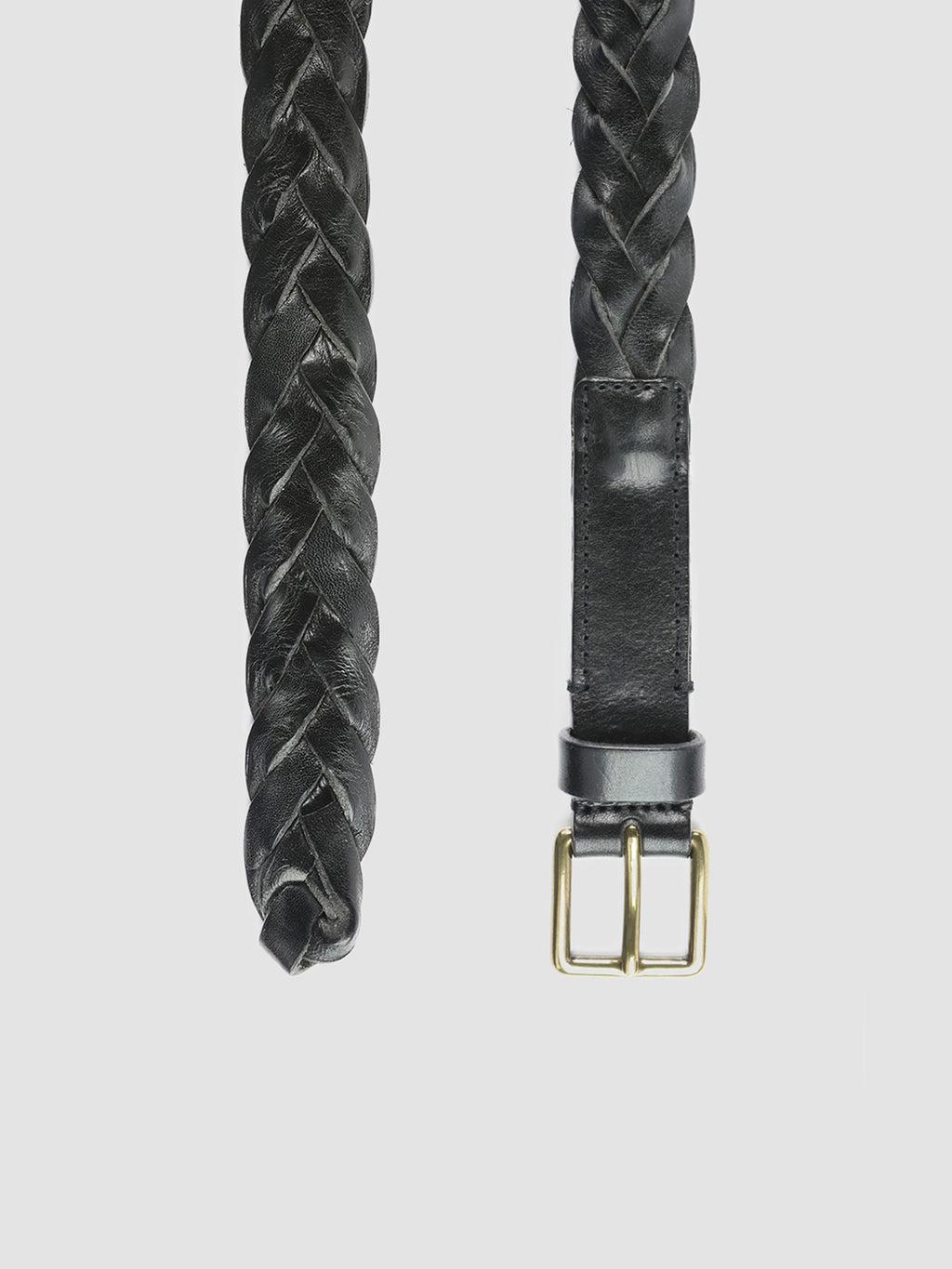 OC STRIP 20 - Black Woven Leather Belt - image 2,side view