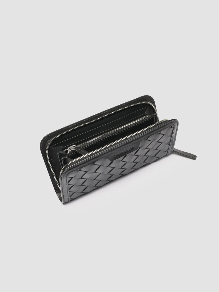 BERGE’ 101 - Black Woven Leather Wallet