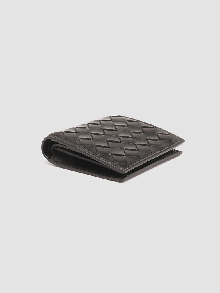 POCHE 111 Nero - Black Woven Leather Bifold Wallet Officine Creative - 4