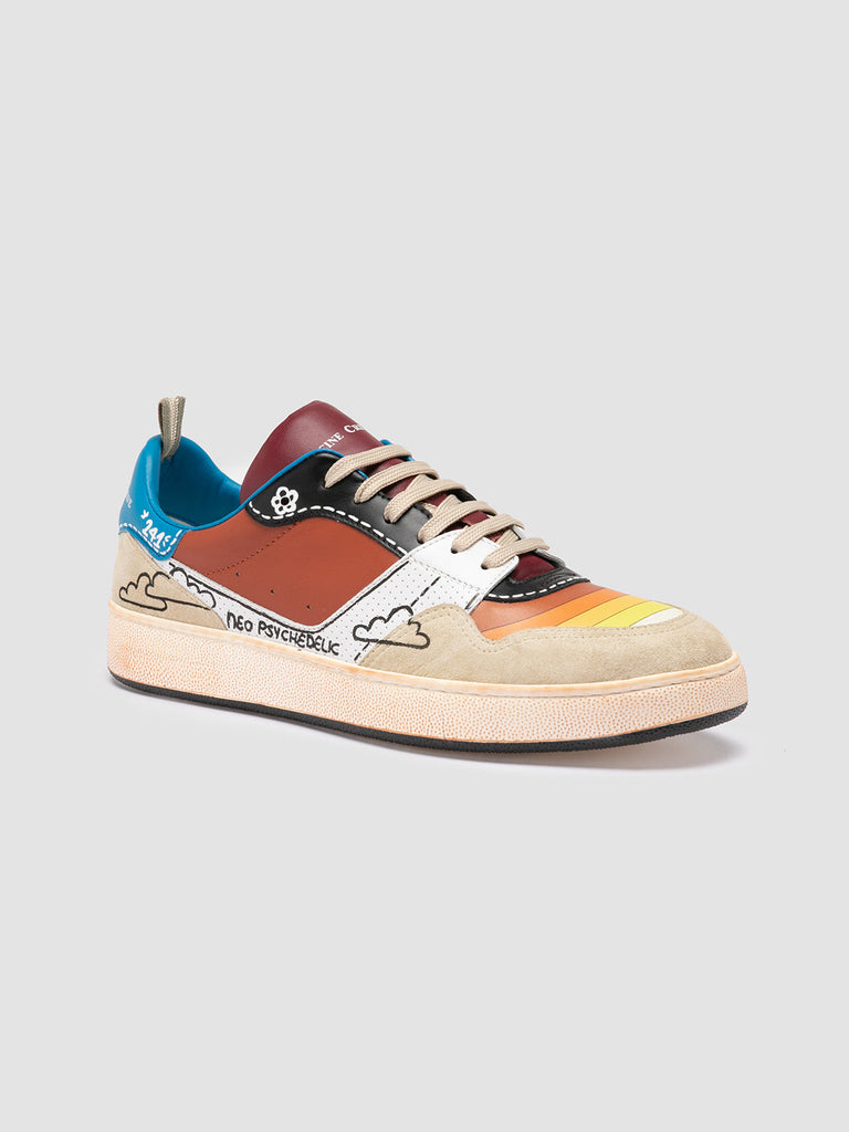 HOMME NEO PSYCHEDELIC SUN 241 Multicolor - Multicolor Leather and Suede Low Top Sneakers Men Officine Creative - 3