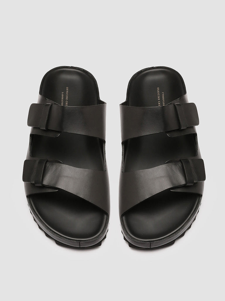 Mens Black Leather Sandals: AGORA' 002