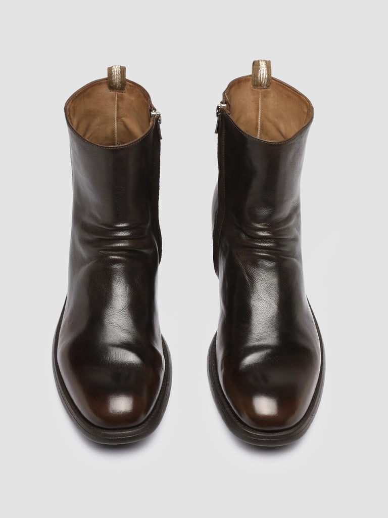 CHRONICLE 058 Caffè/Moro - Brown Leather Zip Boots