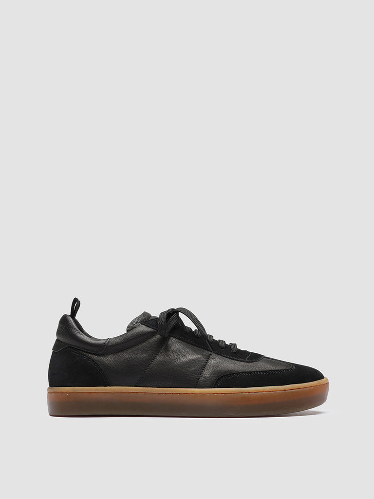 KOMBINED 001 Black - Black Leather Sneakers Latex Sole