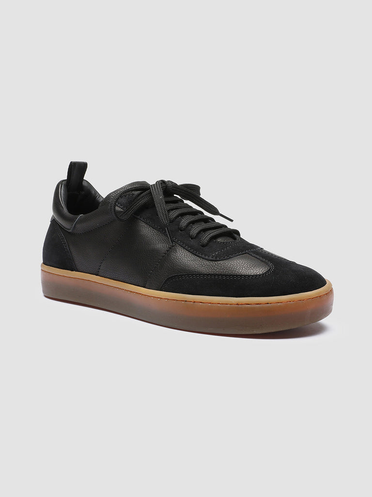 KOMBINED 001 Black - Black Leather Sneakers Latex Sole Men Officine Creative - 3