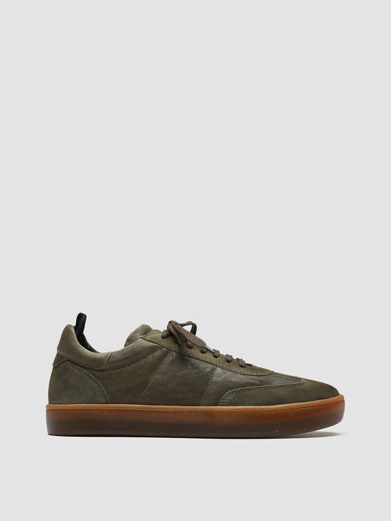KOMBINED 001 Military Olive - Green Leather Sneakers Latex Sole