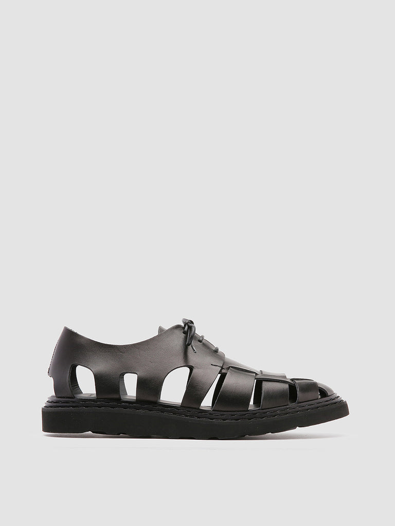 LYNDON 001 - Black Nappa Leather Sandals