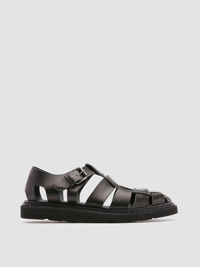 LYNDON 002 Nero - Black Leather sandals
