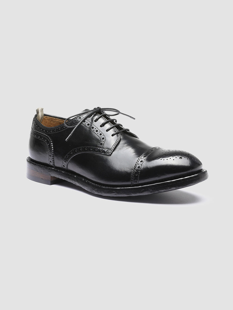 TEMPLE 003 Nero - Black Leather Half Brogue Derby Shoes Men Officine Creative - 3