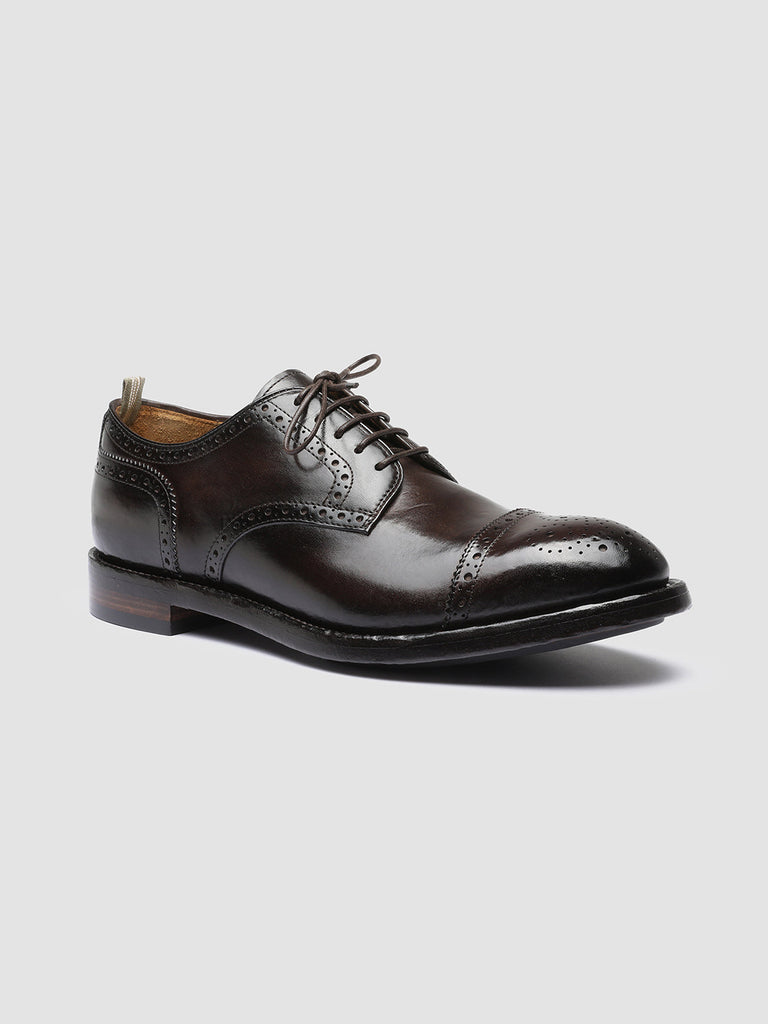 TEMPLE 003 Ebano - Brown Leather Half Brogue Derby Shoes Men Officine Creative - 3
