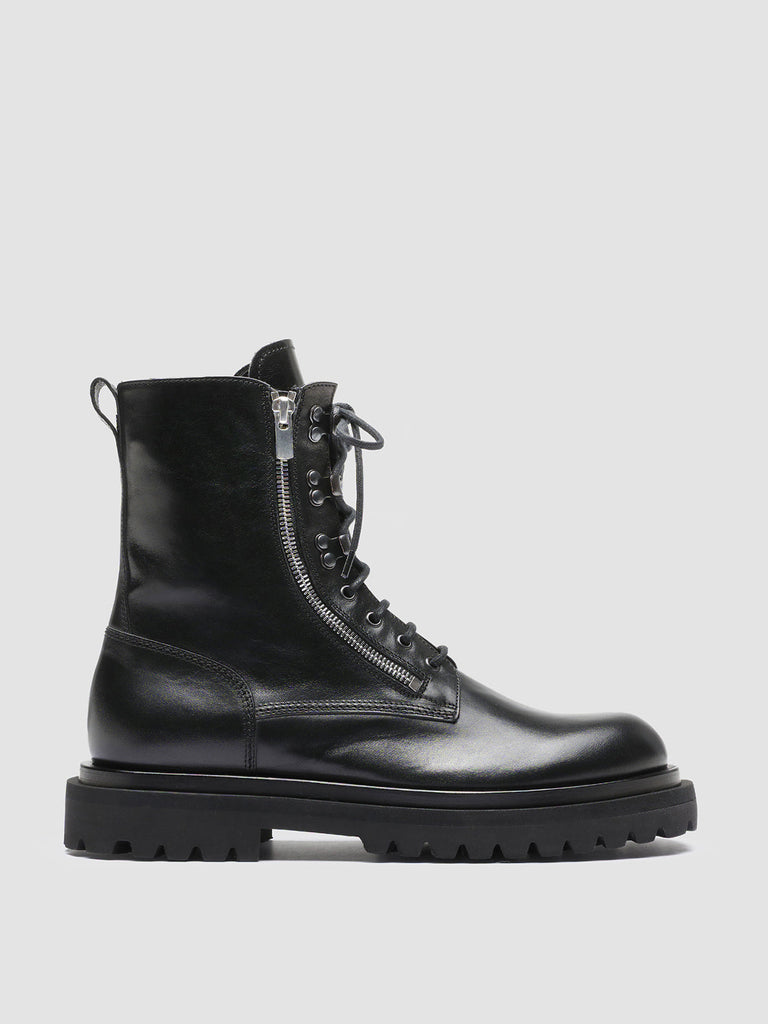 ULTIMATE 003 Nero - Black Leather Combat Boots Men Officine Creative - 1