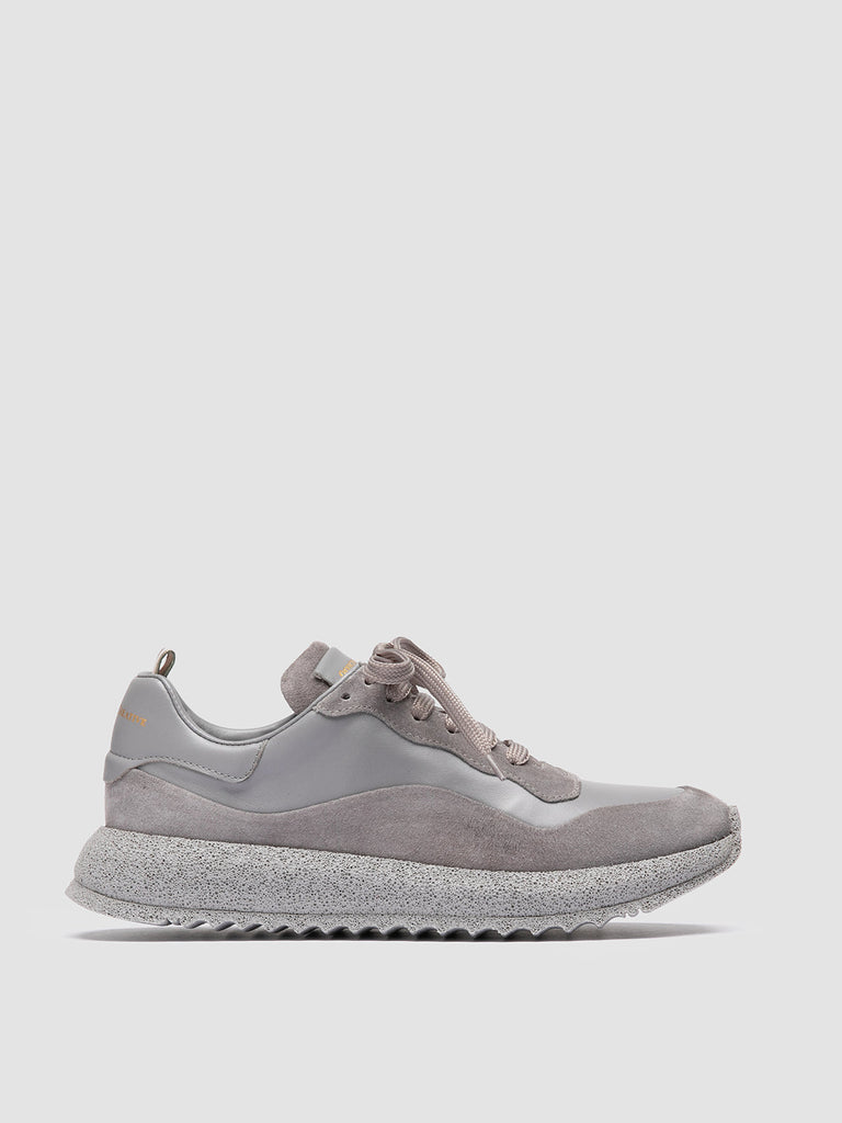 RACE RUBREX 101 - Gray Leather and Suede Low Top Sneakers