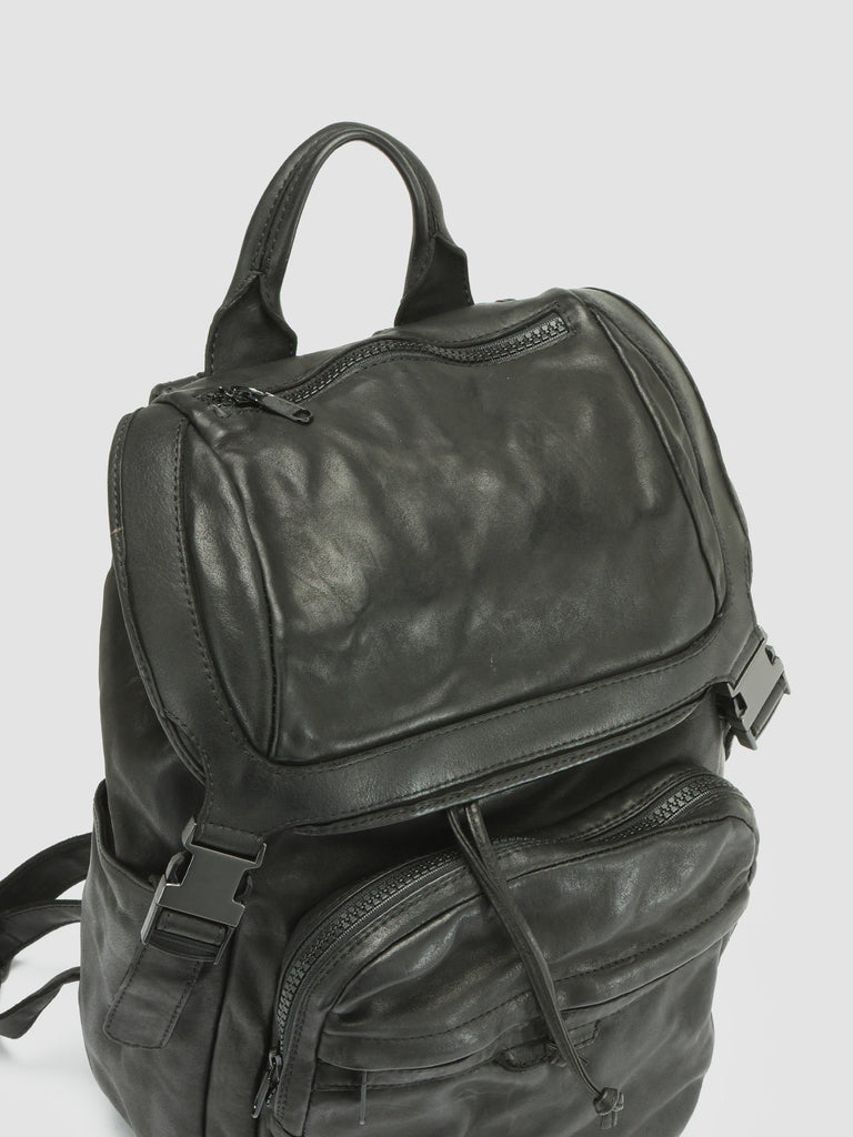 RECRUIT 001 - Black Leather Backpack Officine Creative - 2