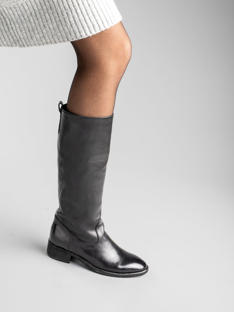 SELINE 013 Nero - Black Zipped Leather Boots Women Officine Creative - 6
