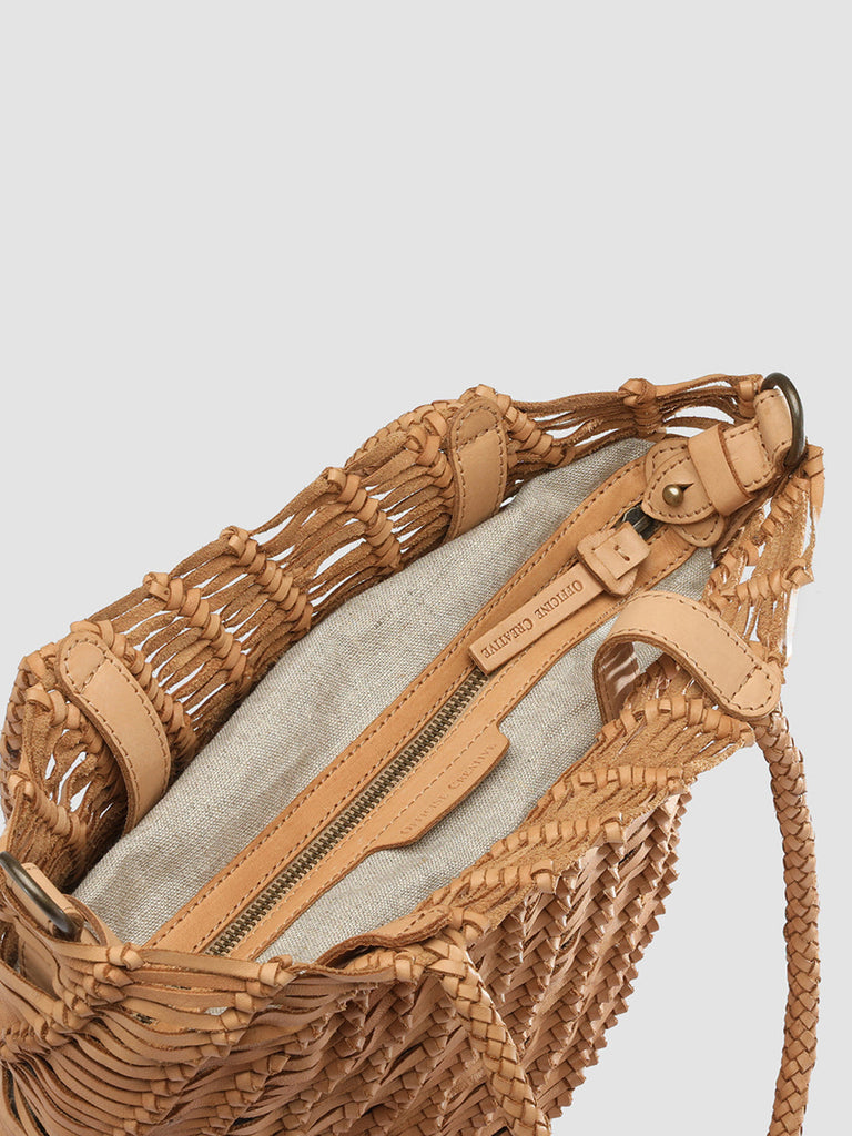 SUSAN 01 Spiral Legno - Brown Leather tote bag