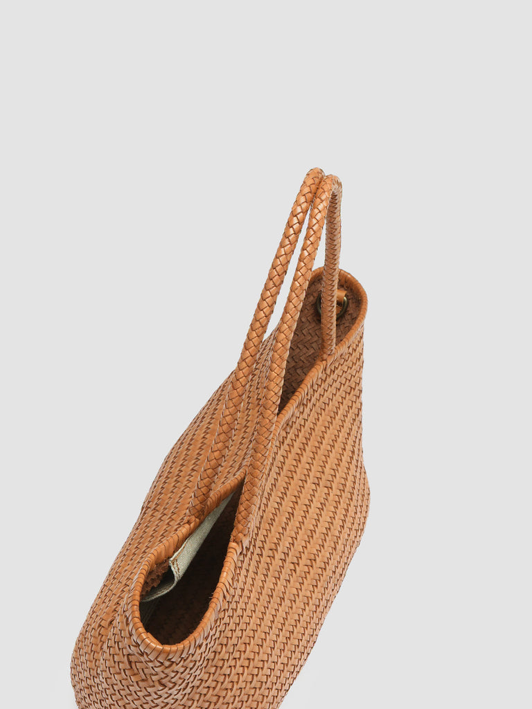 SUSAN 01 Woven Rhum - Brown Leather  Tote Bag