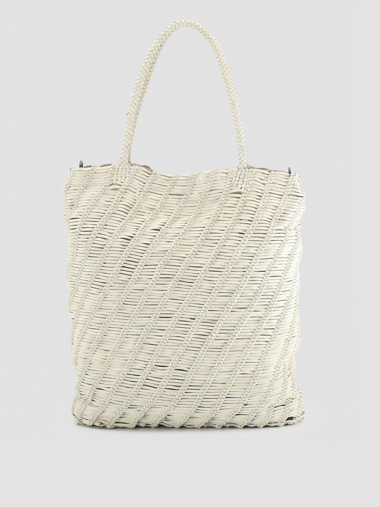 SUSAN 03 Spiral Bianco -  White Leather tote bag