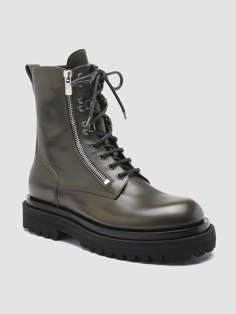 ULTIMATE 003 Bosco - Green Leather Combat Boots Men Officine Creative - 3