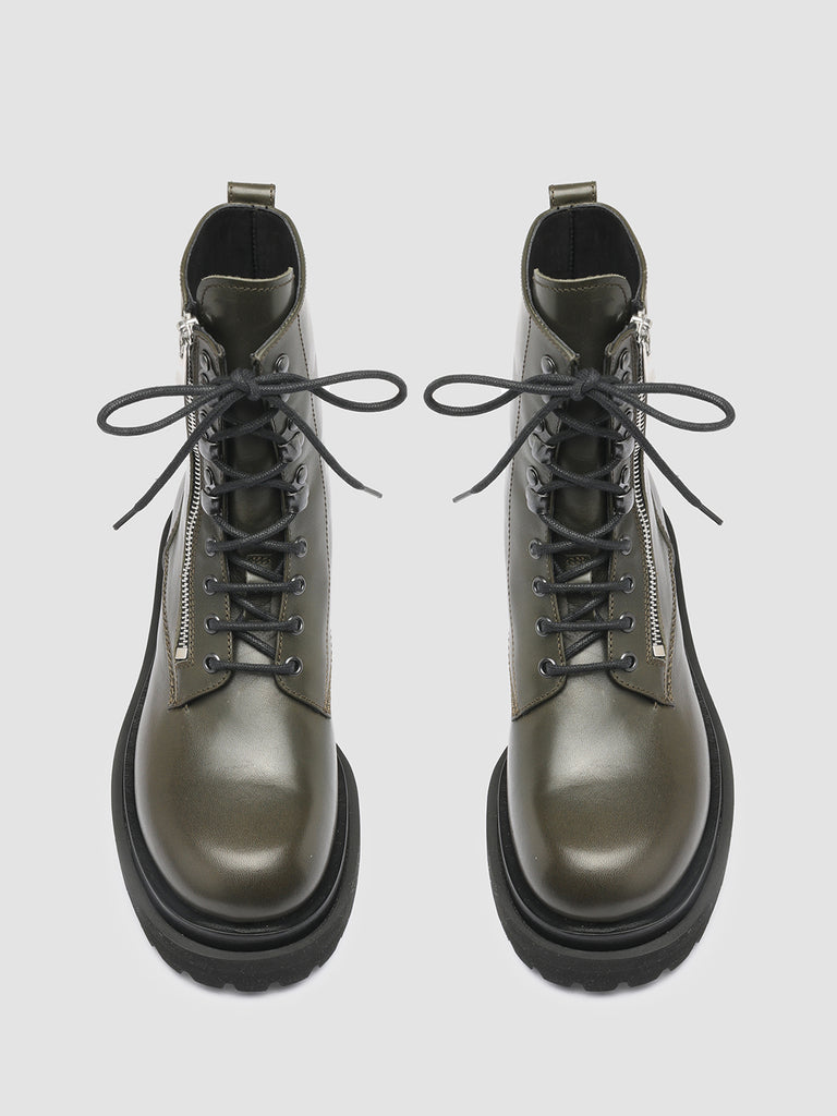 ULTIMATE 003 Bosco - Green Leather Combat Boots Men Officine Creative - 2